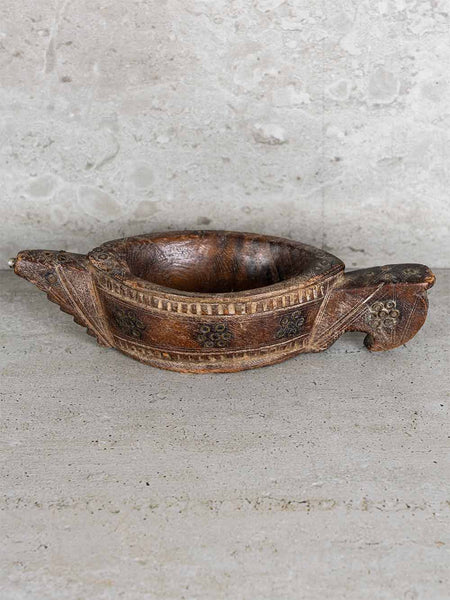 Carved Wooden Oil Lamp Bowl