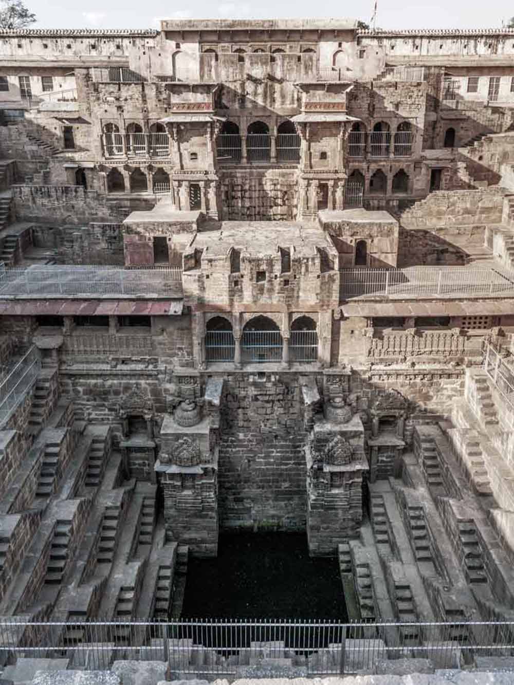 Traditional Indian stepwell with intricate architecture