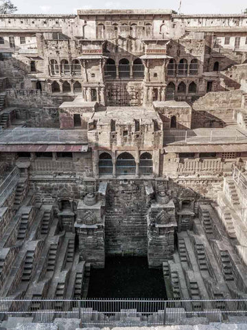 Traditional Indian stepwell with intricate architecture