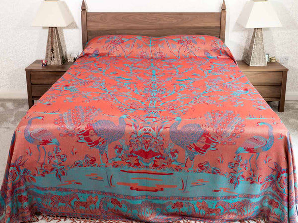 Coral Tree of Life Indian Bedspread