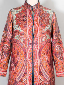 Coral Wool Kani Weave Kashmiri Coat