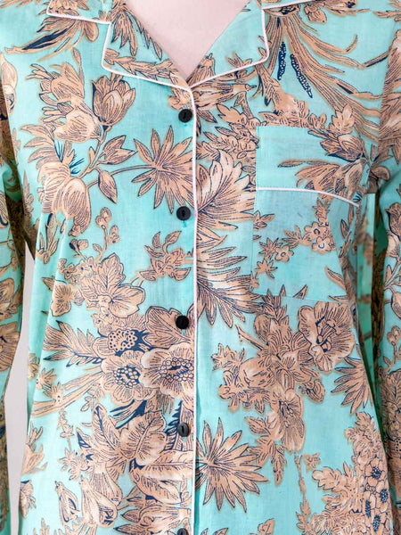 Sand & Turquoise Floral Indian Cotton PJ's