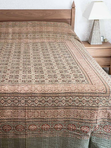 Sage & Madder Ajrakh Indian Bedspread