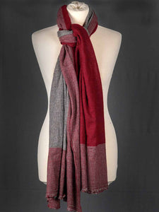 Dark Red & Grey Reversible Cashmere Scarf