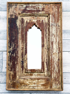 Distressed Chestnut Brown Arched Mirror 