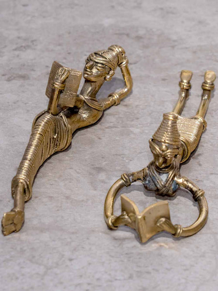 Dokra Brass Statues of Women Reading Books
