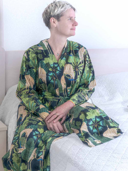 Exotic Forest Print Indian Cotton Robe