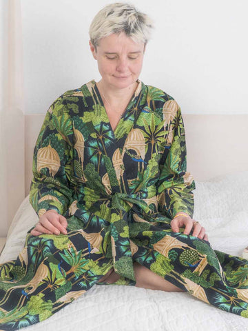 Exotic Forest Print Indian Cotton Robe