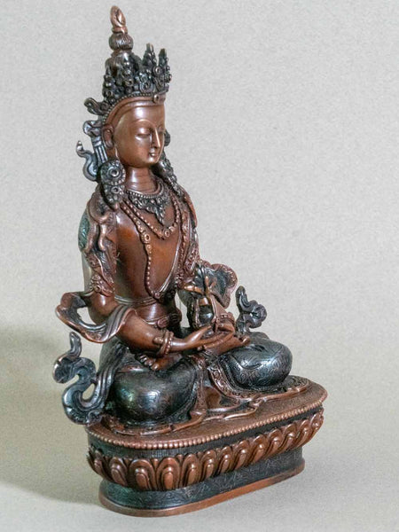 Fine Amitayus Buddha Statue, Oxidised Copper