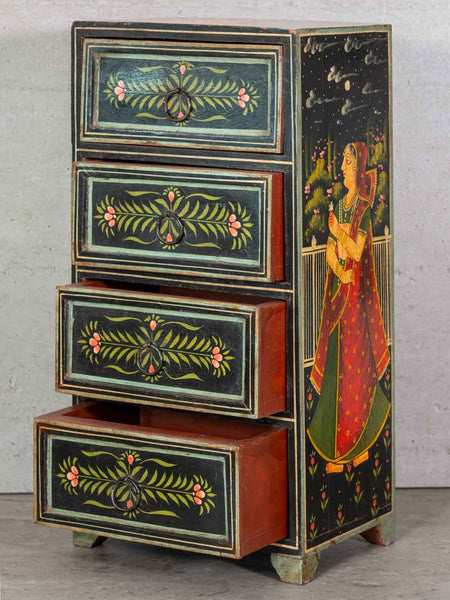 Four Drawer Painted Mini Chest with Figures