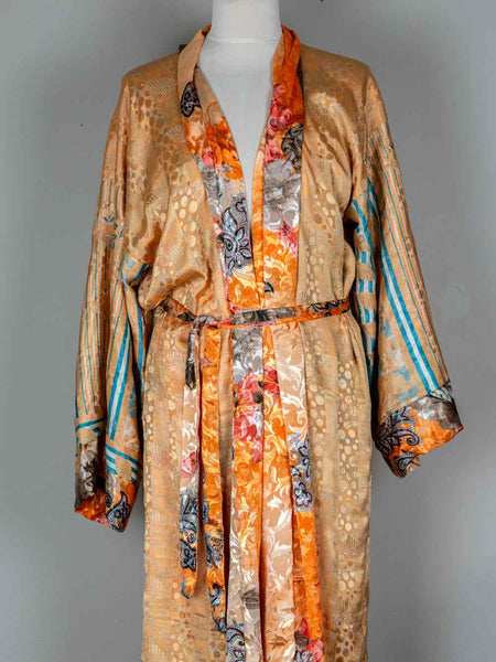 Gold Patterned Long Indian Kimono