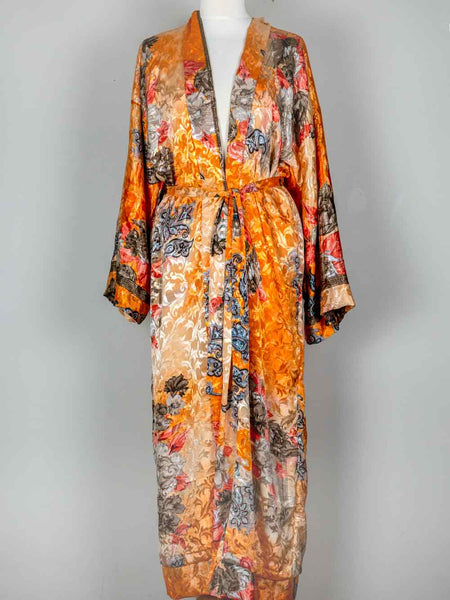 Gold Patterned Long Indian Kimono