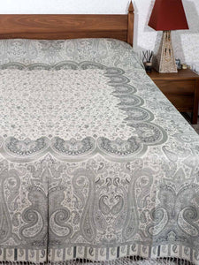 Gray Reversible Jacquard Woollen Bedspread