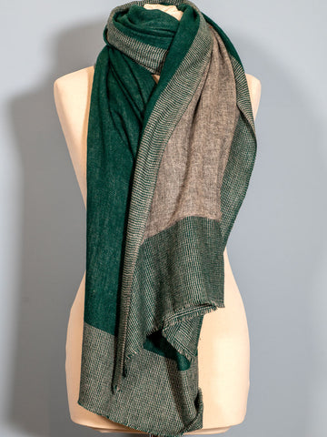 Green & Grey Reversible Cashmere Scarf