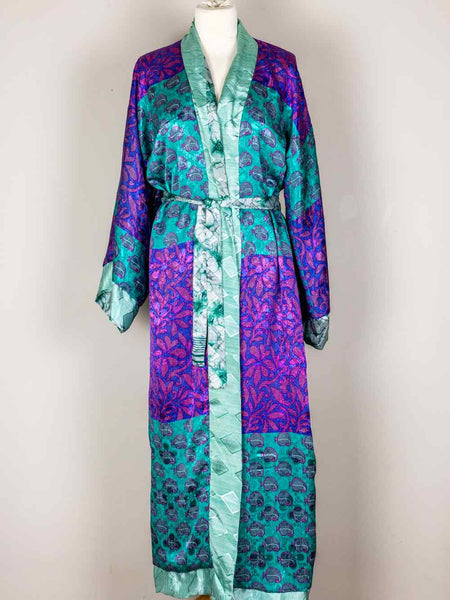 Green Patterned Long Indian Kimono 