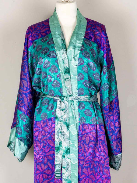 Green Patterned Long Indian Kimono