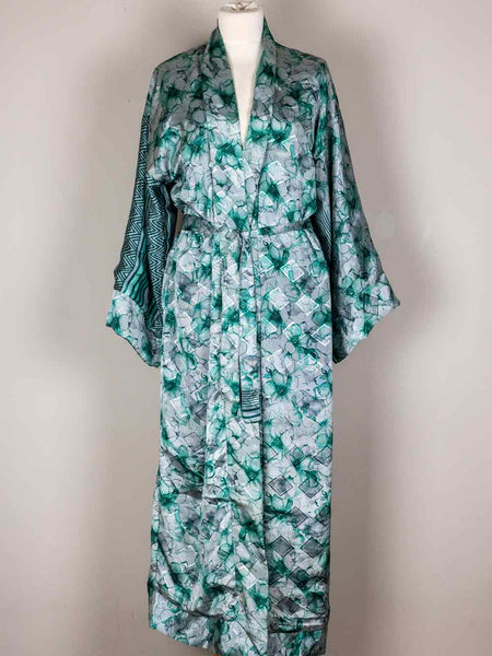 Green Patterned Long Indian Kimono