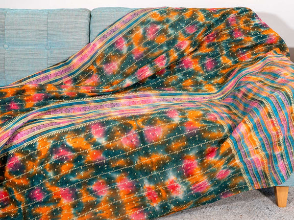 Green Rainbow Kantha Throw