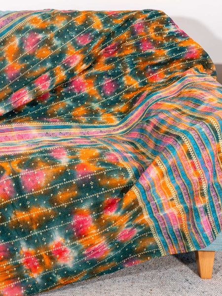 Green Rainbow Kantha Throw