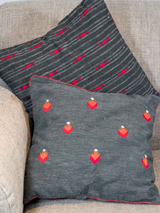 Grey & Red Cushion Covers