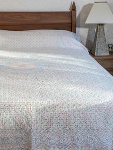 Gudri Stitched White Indian Bedspread