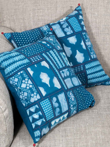 Indigo Batik Patchwork Cushion Covers