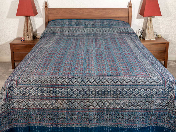 Indigo & Madder Ajrakh Indian Bedspread