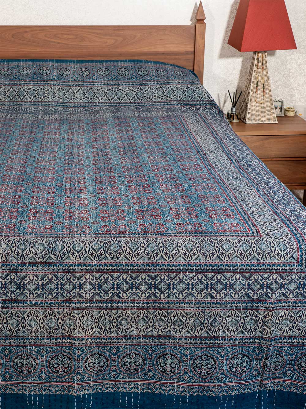 Indigo & Madder Ajrakh Indian Bedspread