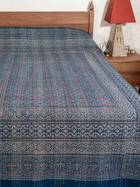 Indigo & Madder Ajrakh Indian Bedspread