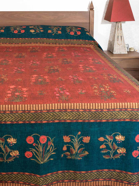 Indigo & Madder Floral Print Bedspread