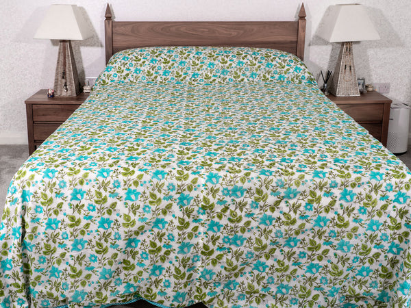 Jade & Green Reversible Dohar Indian Bedspread