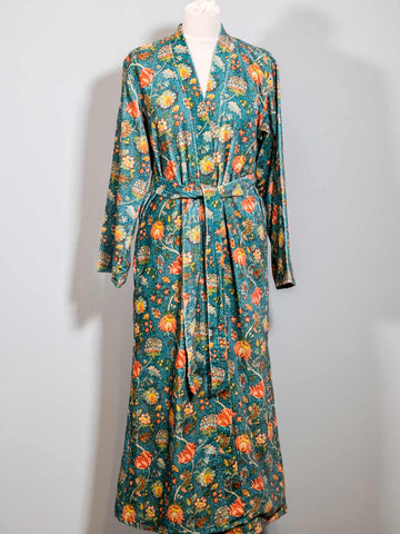 Jade Printed Floral Velvet Dressing Gown