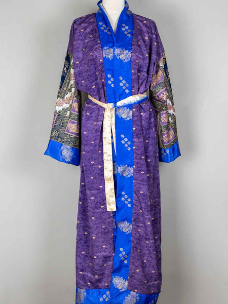 Blue Patterned Long Indian Kimono