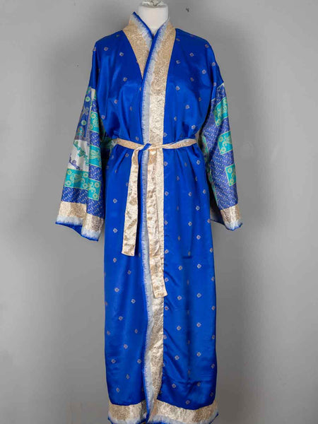 Blue Patterned Long Indian Kimono