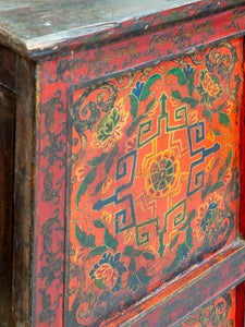 Vintage Painted Tibetan Cabinet with Doors