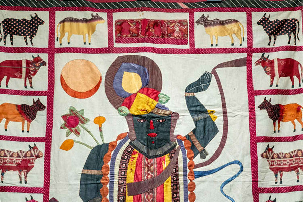 Large Krishna Appliqued Wallhanging