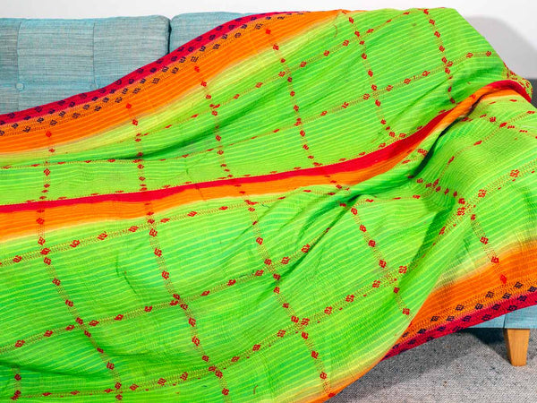 Large Orange Sunflowers Kantha Throw 