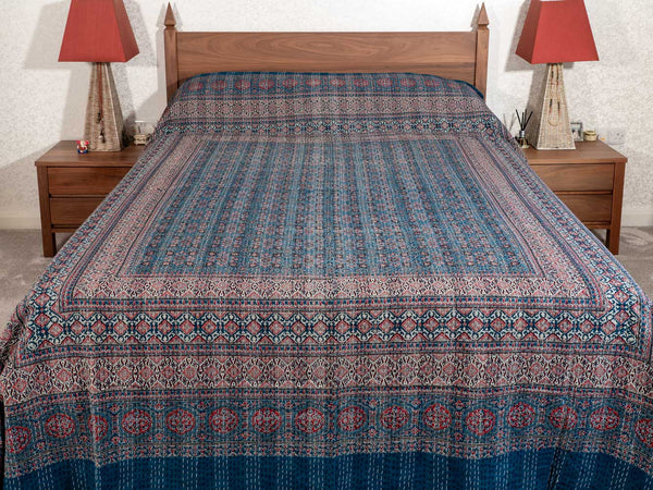 Madder & Indigo Ajrakh Indian Bedspread 