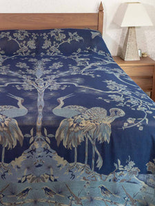 Navy & Sage Tree of Life Indian Bedspread