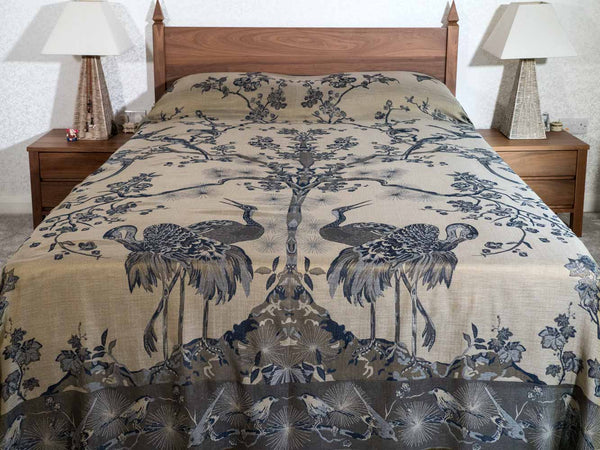 Navy & Stone Tree of Life Indian Bedspread