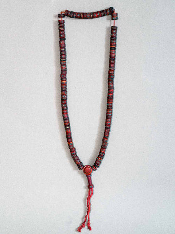 Old Tibetan Mala with Large Red Beads