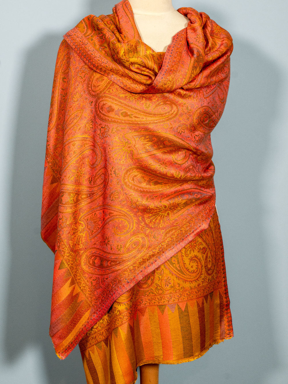 Orange Flame Jacquard Scarf 