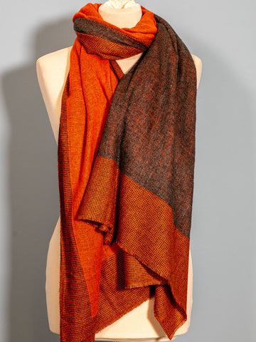 Orange & Grey Reversible Cashmere Scarf