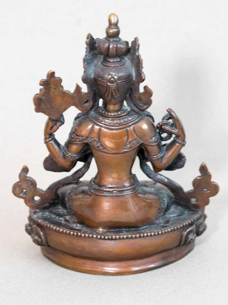 Oxidised Copper Avalokiteshvara Statue 15cm