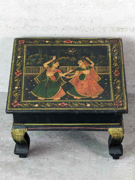 Painted Low Wooden Table with Dancers