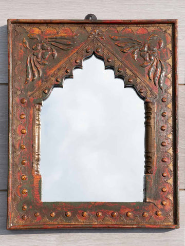 Painted Wood & Brass Indian Mirrors