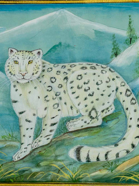Painting of a Crouching Snow Leopard