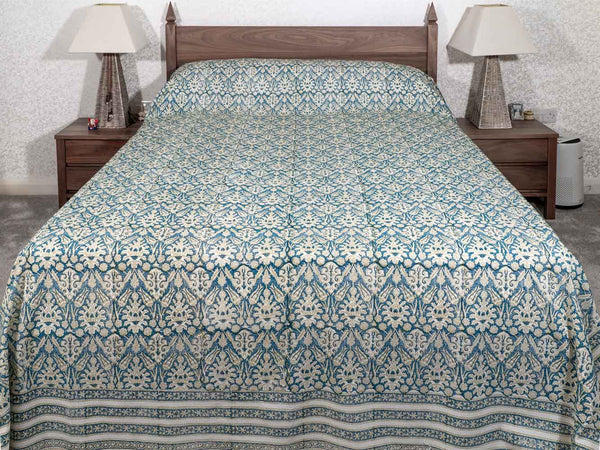 Pale Indigo & White Indian Bedspread