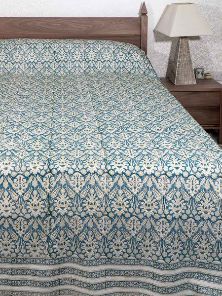 Pale Indigo & White Indian Bedspread