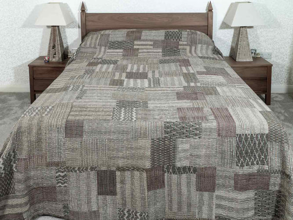 Printed Patchwork Coloured Grey Bedspread